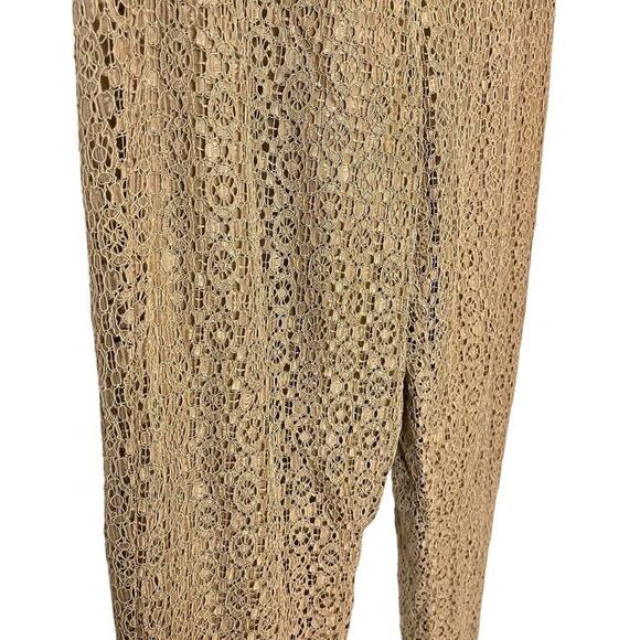 Chicos Womens Lace Overlay Lined Pull On Tapered Leg Tan Beige Pants Ankle 2 / L - Picture 3 of 16